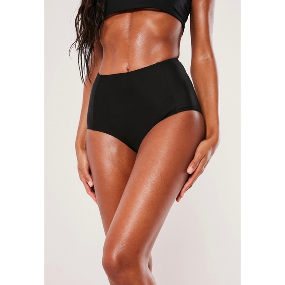 NWT Missguided Black High Waisted Bikini Bottoms - Picture 1 of 5